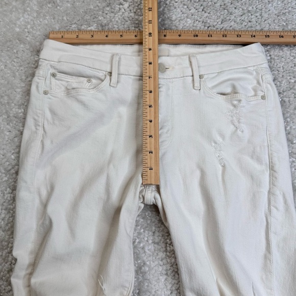 Mother Denim White Distressed Ankle Fray Looker Skinny Jeans stretchy sz 29 - Picture 15 of 16